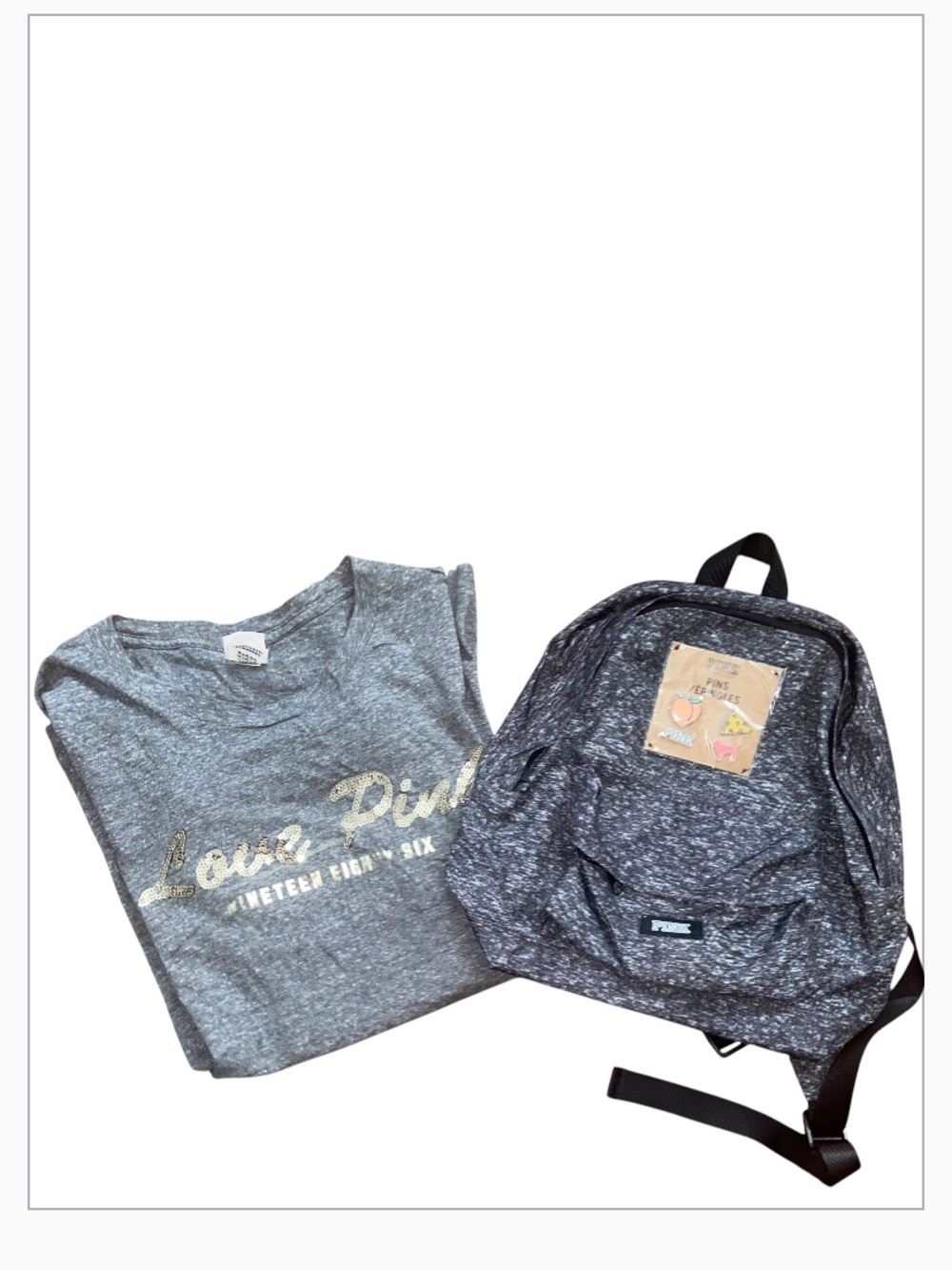 Victoria’s Secret pink 2022 backpack + pins + FREE LOVE PINK shirt Medium